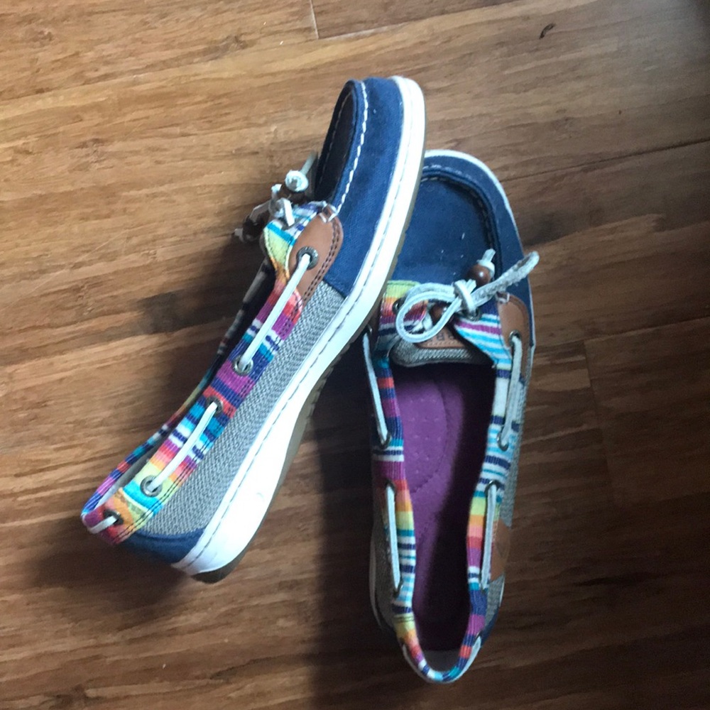 Women’s Sperry boat shoes rainbow stripe